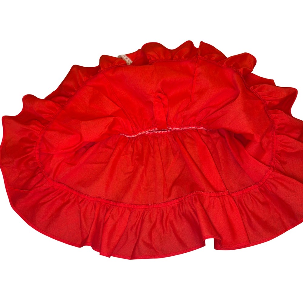 Vintage Toddler Baby Girl Red Long Sleeve Ruffle Holiday Valentine Dress Lace 2T - Picture 7 of 8